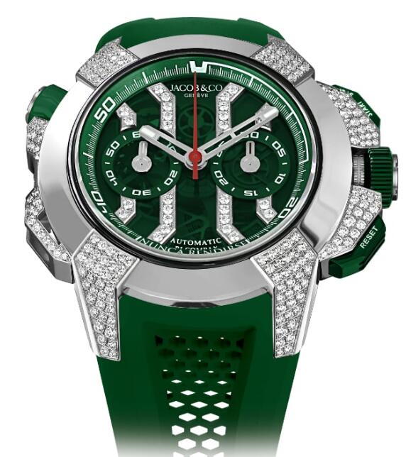 Jacob & Co. Epic X Chrono Titanium Pave Diamonds Green Watch Replica EC412.20.AA.UA.ABRUA Jacob and Co Watch Price